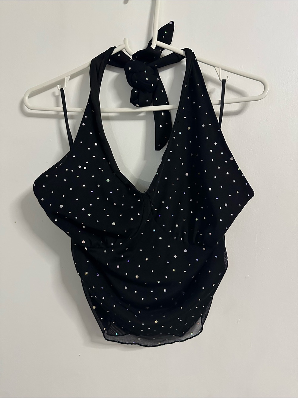 Black Sparkly Halter Top